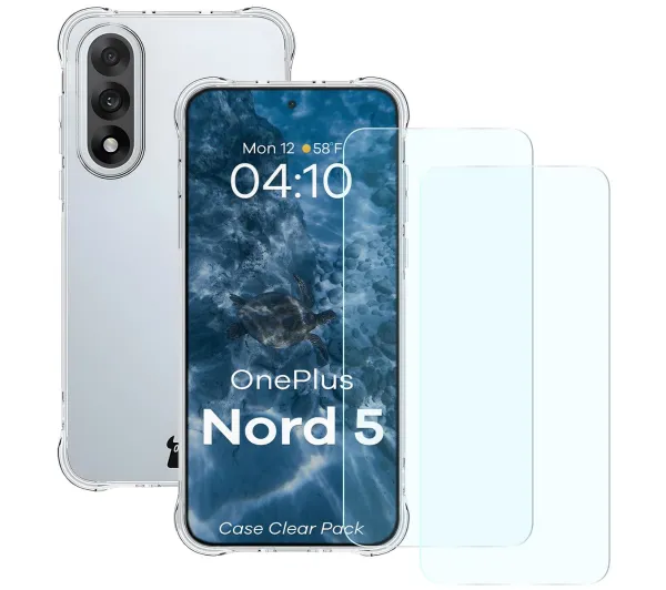 Bizon elastyczne etui Salpa + 2x szkło hartowane Clear Pack do OnePlus Nord 5