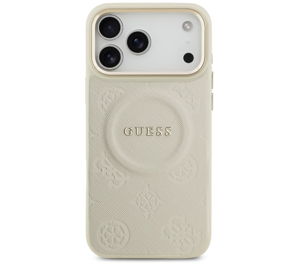 Guess Peony Hot Stamp MagSafe do iPhone 17 Pro Max Beżowy