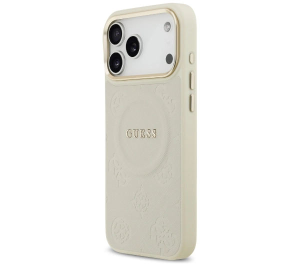 Guess Peony Hot Stamp MagSafe do iPhone 17 Pro Max Beżowy