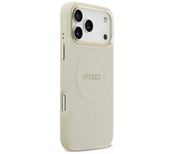 Guess Peony Hot Stamp MagSafe do iPhone 17 Pro Max Beżowy
