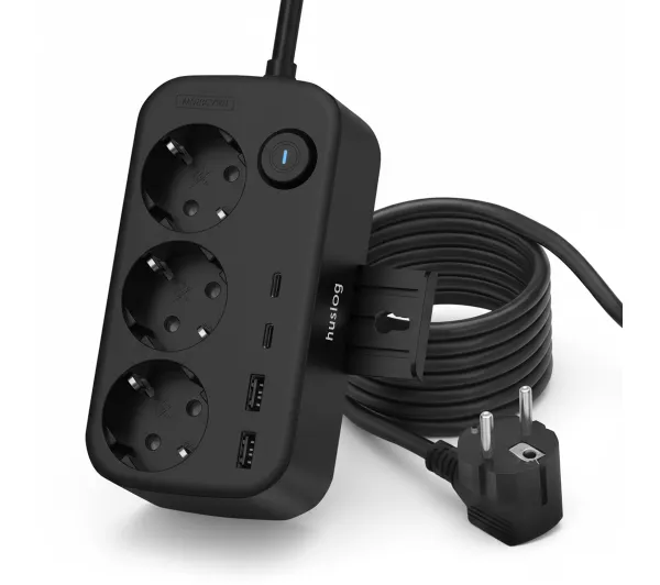 Huslog HUS1056 POWEROVAL 3 gniazda 1,4m Czarny