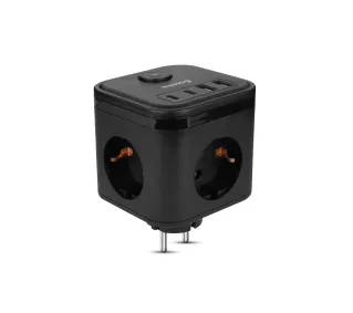 Huslog HUS1050 POWERCUBE 3 gniazda Czarny