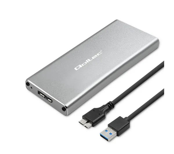 Qoltec 51833 M.2 SSD SATA NGFF USB 3.0 Super speed 5Gb/s Srebrny