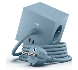 Avolt 3 gniazda 2x USB-C 3m Niebieski - Kup na Raty - RRSO 0%