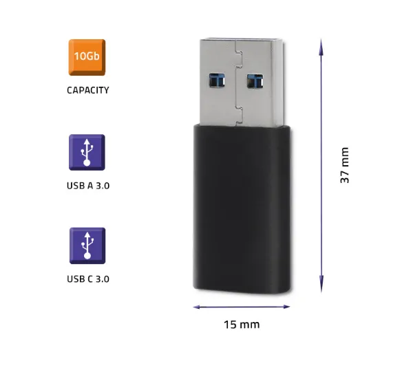 Qoltec 50583 USB-C do USB-A Czarny