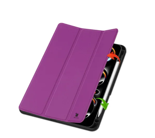 Bizon Case Tab Lizard z klapką do iPad Pro 11" 2025 / 2024 Ciemnofioletowy