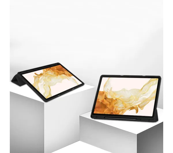 Bizon Case Tab Lizard z klapką do Samsung Galaxy Tab S10 Plus / S9 Plus Czarny