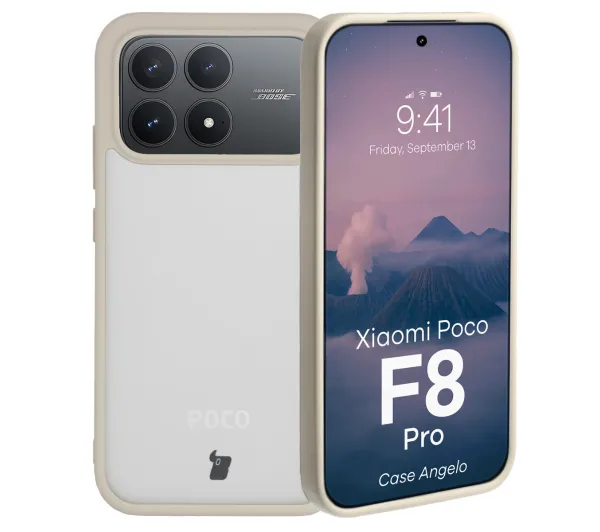 Bizon Angelo do Xiaomi POCO F8 Pro Półprzeźroczyste z beżową ramką
