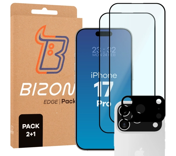 Bizon 2x Szkło + szybka na aparat Edge Pack do iPhone 17 Pro