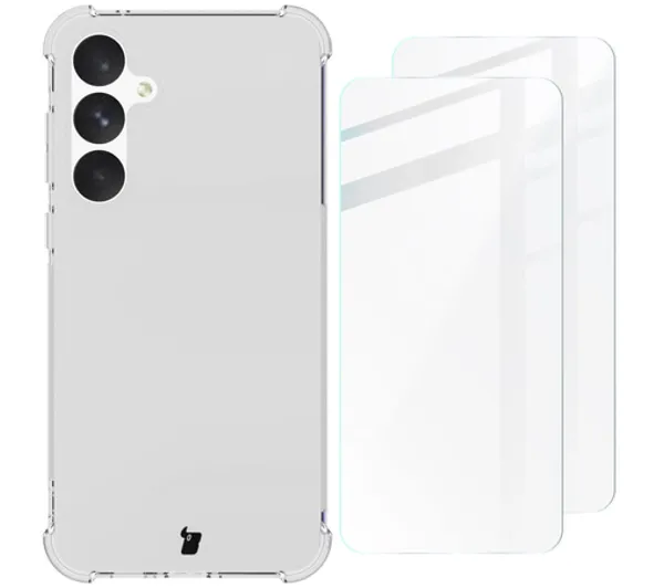 Bizon Elastyczne etui + 2x szkło hartowane Clear Pack do Samsung Galaxy A55 5G