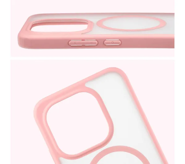 Bizon MatteO do Xiaomi 15T Półprzezroczyste z różową ramką