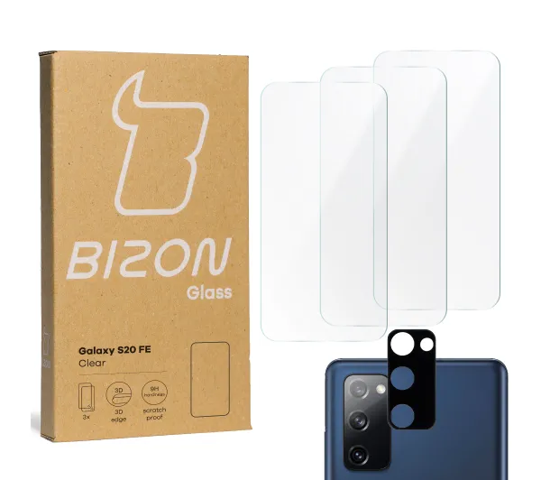 Bizon 3x Szkło hartowane + szybka na aparat Glass Clear Pack do Samsung Galaxy S20 FE