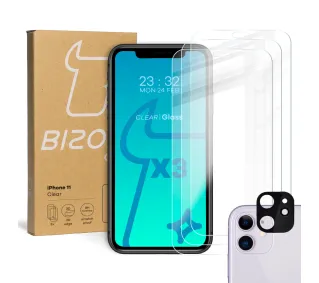 Bizon 3x Szkło hartowane + szybka na aparat Glass Clear Pack do iPhone 11
