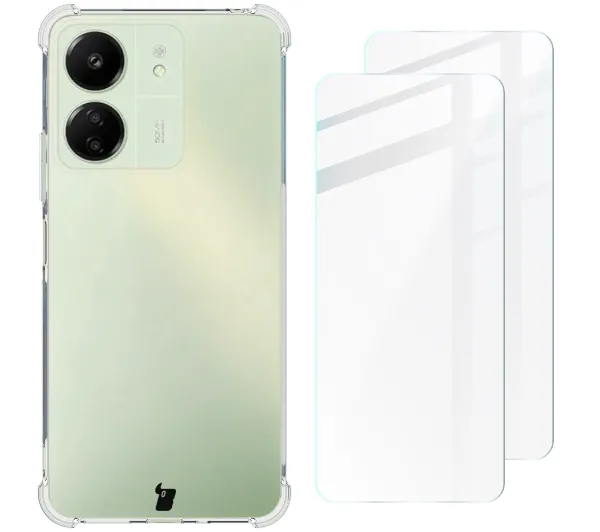 Bizon elastyczne etui + 2x szkło hartowane Clear Pack do Xiaomi Redmi 13 4G