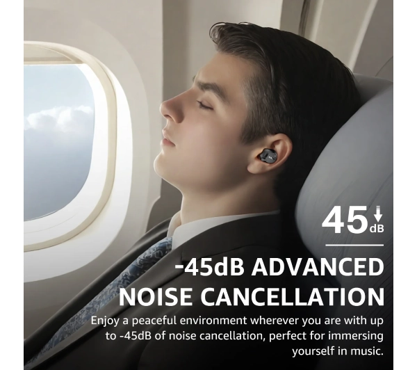 Tozo AeroSound Dokanałowe Bluetooth 5.3 Czarny