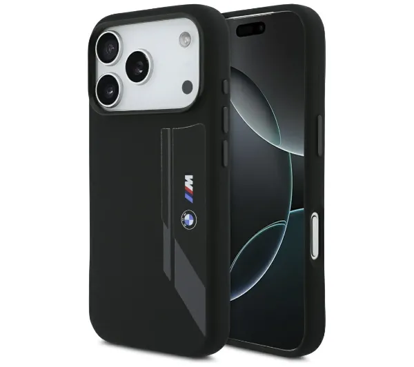 BMW M Silicon Vertical Logo MagSafe do iPhone 17 Pro Czarny