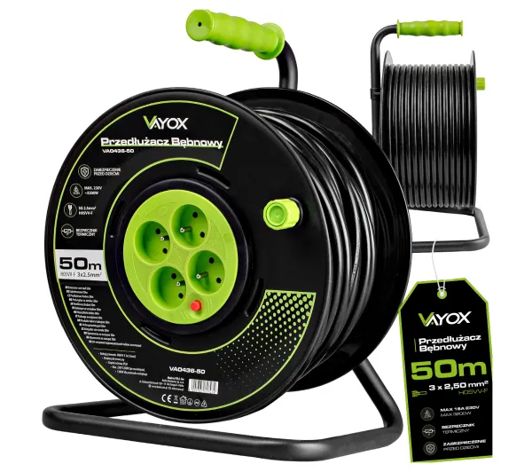 Vayox VA0436-50 4 gniazda 50m Czarny