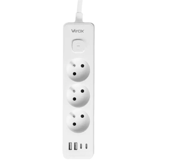 Vayox VA0382-3 3 gniazda 2x USB-A 2x USB-C 3m Biały