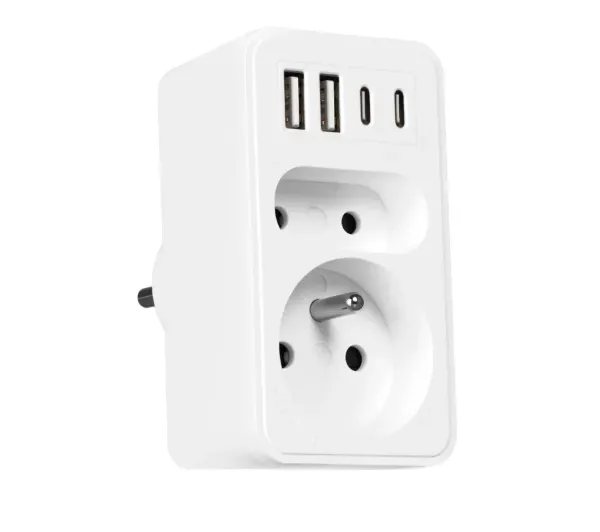 Vayox VA0374 2 gniazda 2x USB-A  2x USB-C Biały