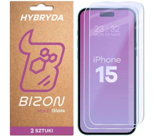 Bizon Glass Mule Duo do iPhone 15 2 sztuki