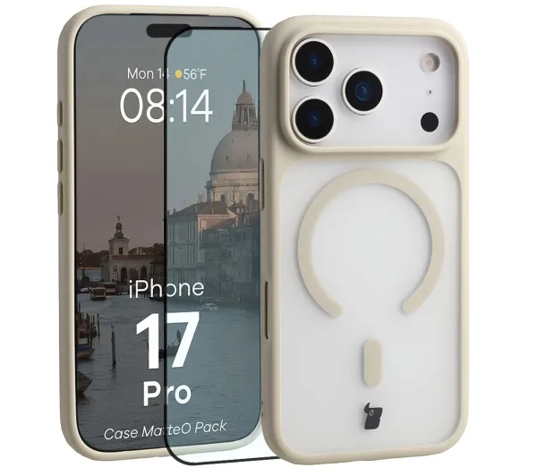 Bizon Case MatteO Pack do iPhone 17 Pro Beżowy