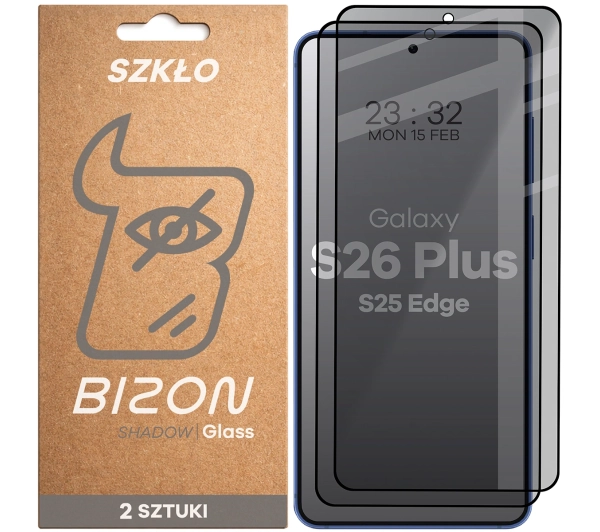 Bizon prywatyzujące z ramką Glass Edge Shadow Duo do Galaxy S26 Plus / S25 Edge 2 sztuki