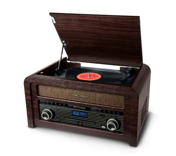 Muse MT-115 DAB Półautomatyczny Przedwzmacniacz Radio DAB+ Bluetooth Odtwarzacz CD Brązowy