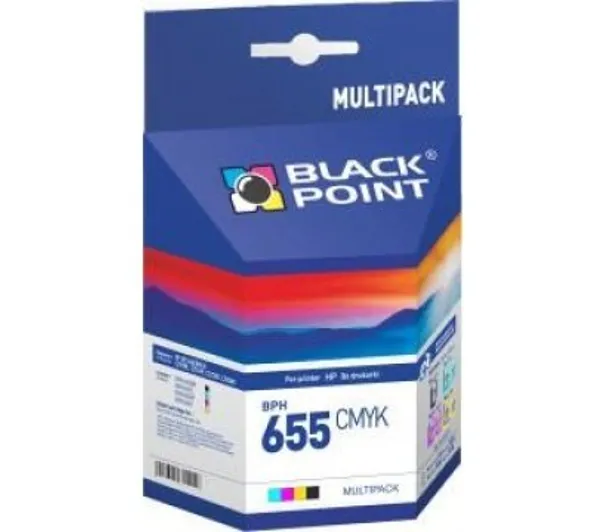 Black Point BPH655CMYK (zamiennik CZ109AE, CZ110AE, CZ111AE nr 655) Czarny, Błękitny, Purpurowy, Żółty 16,3+10,5 ml