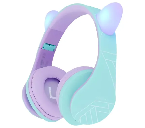 PowerLocus P2 Kids Kocie Uszy Nauszne Dla Dzieci Bluetooth 5.3 Niebiesko-fioletowy