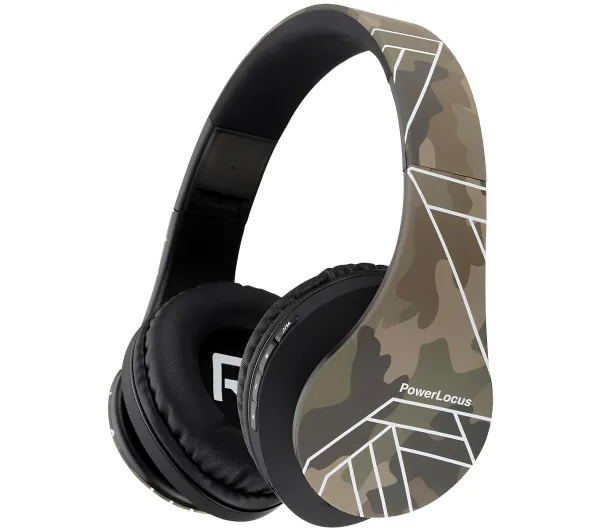 Słuchawki PowerLocus bezprzewodowe Camouflage Bluetooth microSD Fm