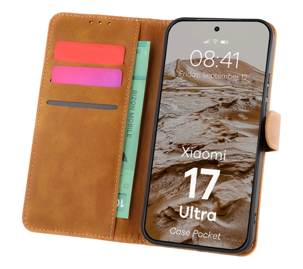 Bizon Case Pocket do Xiaomi 17 Ultra Brązowy