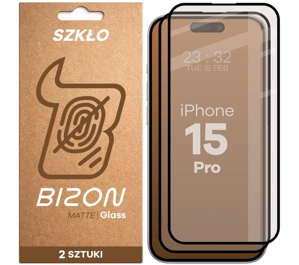 Bizon matowe Glass Matte Duo do iPhone 15 Pro 2 sztuki