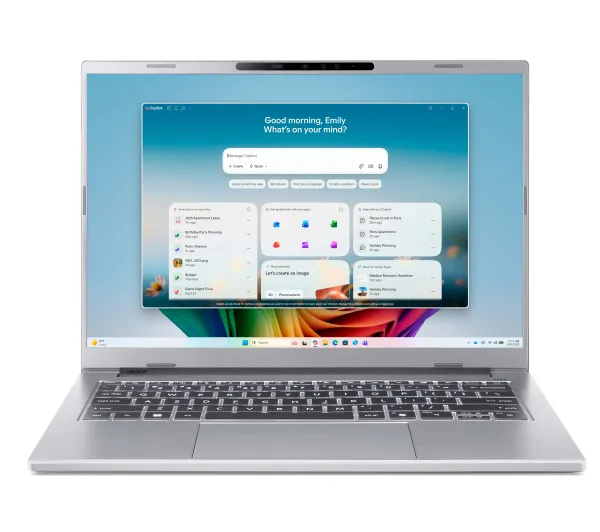 Acer Aspire 14 AI A14-A71M OLED 14" Ryzen AI 7 445 16GB RAM 512GB Dysk SSD Win11 Srebrny Funkcje AI