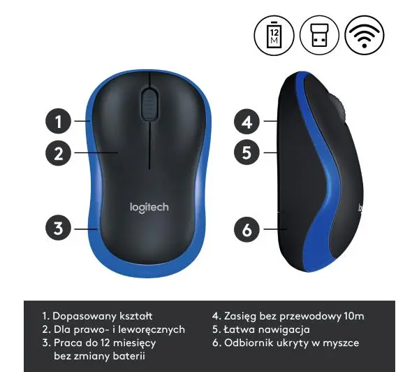 Logitech M185 Czarno-niebieski