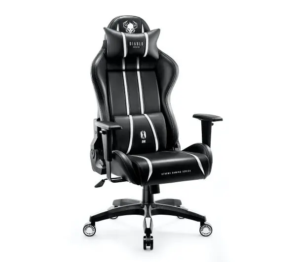 Diablo Chairs X-One 2.0 King Size Gamingowy do 160kg Skóra ECO Tkanina Czarno-biały - Kup na Raty - RRSO 0%