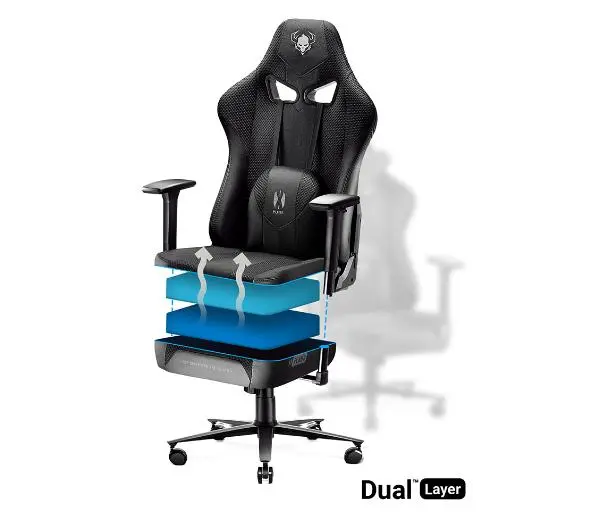 Diablo Chairs X-Player 2.0 Normal Size Gamingowy do 150kg Skóra ECO Tkanina Czarny - Kup na Raty - RRSO 0%