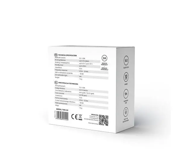 Savio TWS-03 Dokanałowe Bluetooth 5.0 Czarny