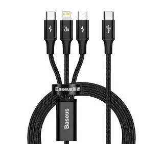 Baseus USB-C 3w1 Rapid Series 20W 1,5m Czarny - ⚡ EURO HIT CENOWY! ⚡