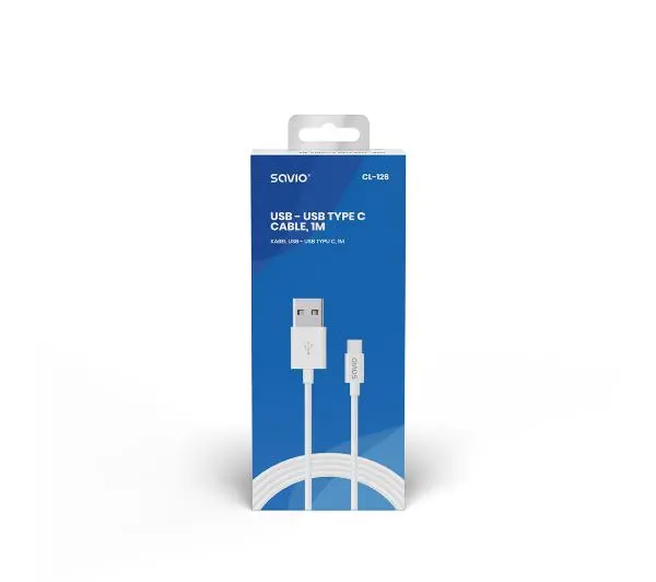 Savio CL-126 USB do USB typ C 3A 1m Biały