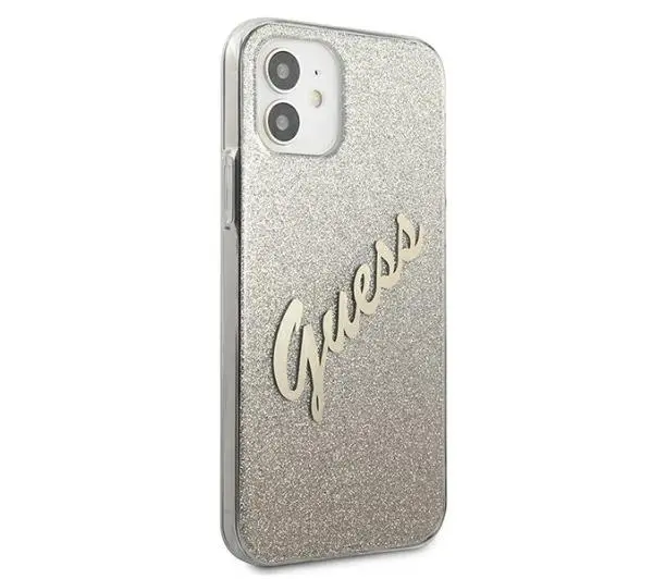 Guess Glitter Gradient GUHCP12SPCUGLSGO do iPhone 12 mini Złoty