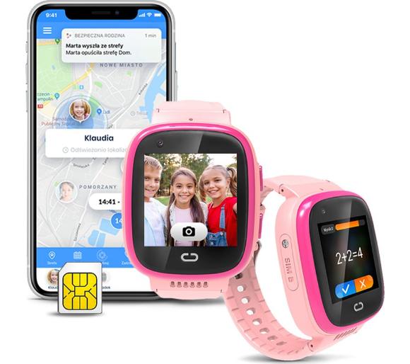 Smartwatch Locon Watch Video (różowy) + Pakiet Bezpieczna Rodzina na 12 miesięcy