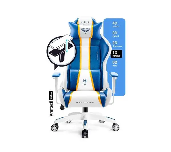 Diablo Chairs X-One 2.0 King Size Aqua Blue Gamingowy do 160kg Skóra ECO Tkanina Biało-niebieski - Kup na Raty - RRSO 0%