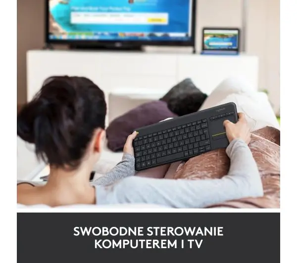 Logitech Wireless Touch Keyboard K400 Plus  Szary