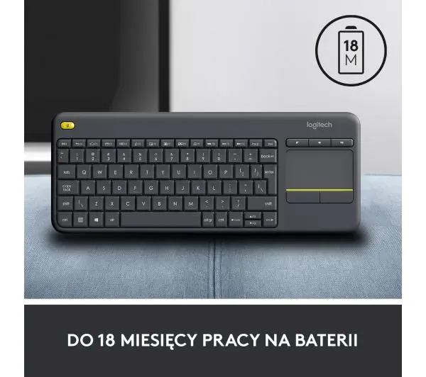 Logitech Wireless Touch Keyboard K400 Plus  Szary