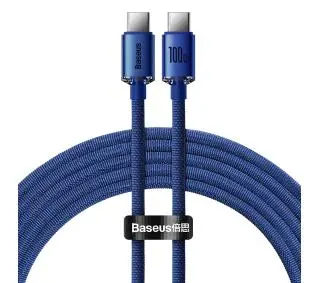 Baseus USB-C do USB-C Crystal 100W 2m Niebieski