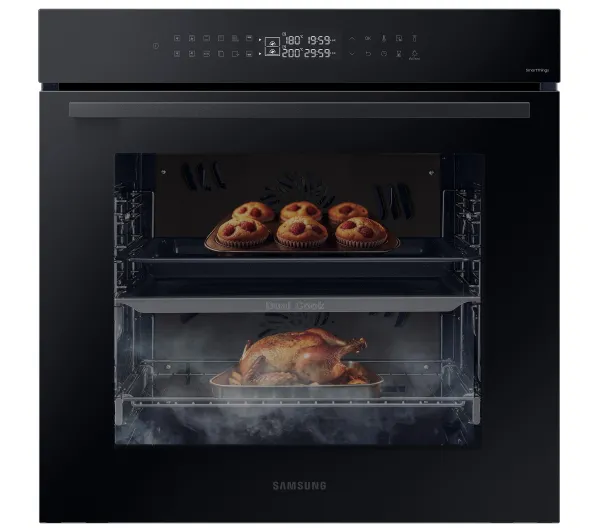 Piekarniki do zabudowy - Samsung NV7B4245VAK Dual Cook Termoobieg Zdalne sterowanie Czarne szkło