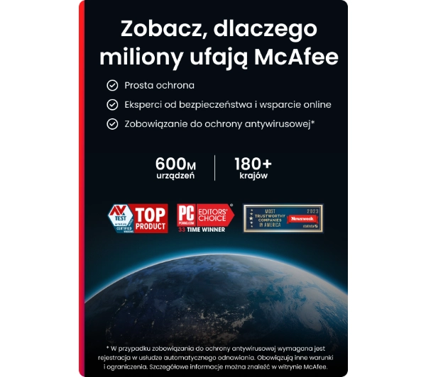 McAfee Total Protection 1 PC/1 Rok wersja 2023 Kod aktywacyjnyDostęp po opłaceniu zakupu