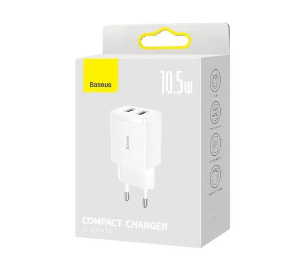 Baseus CCXJ010202, 2x USB, 10.5W Biały