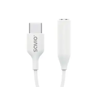 Savio AK-52 USB-C - jack 3,5mm Biały