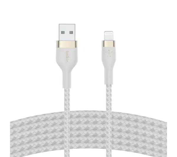 Kabel USB - Lightning BELKIN Braided Silicone 3 m Biały